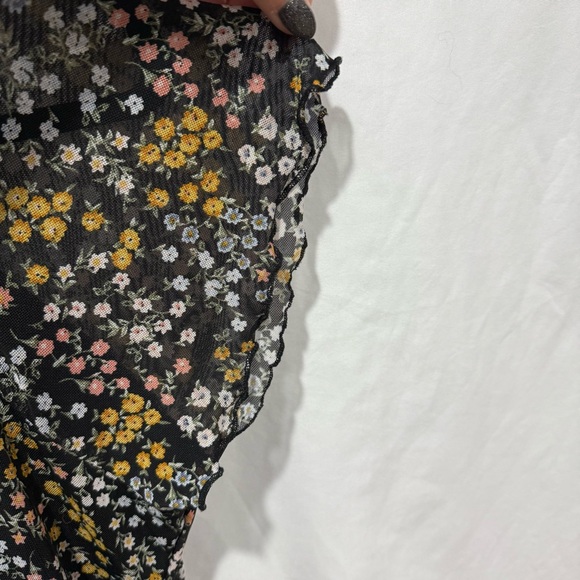 Ultra Flirt Mesh Floral Mini Dress XL Sheer Layered Y2K Indie Grunge Babydoll - Picture 6 of 14